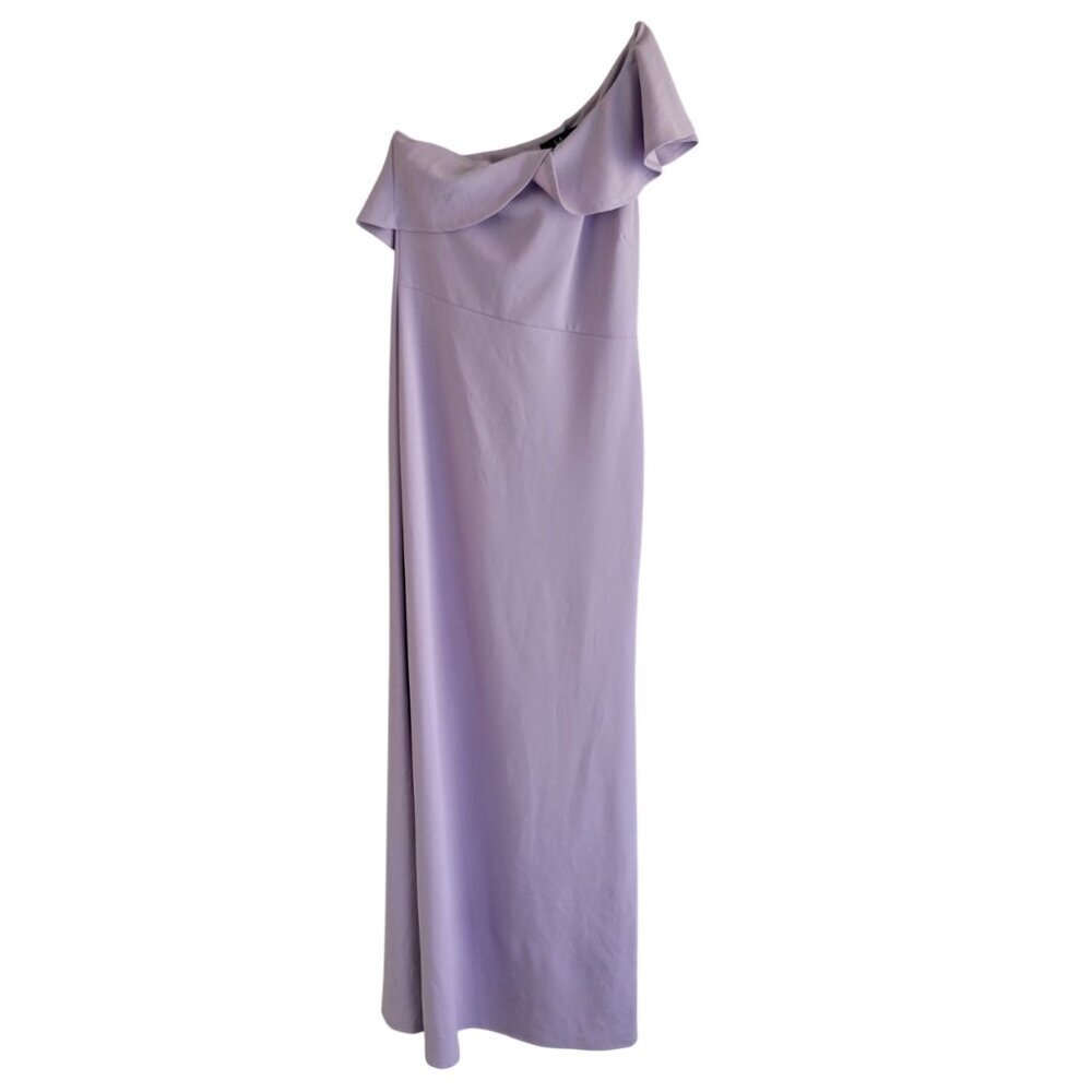 Lulus Lavender One-Shoulder Maxi Dress w Ruffled Neckline Size L